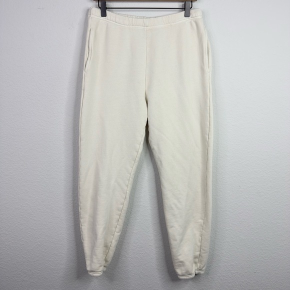 Les Tien Sweatpants Unisex S Cream Heavyweight Classic Jogger Luxury Athleisure - Picture 1 of 10